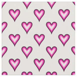 Tissu Coeurs de bulles roses sur blanc