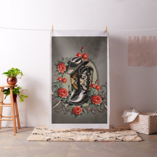 Tissu Coeurs de cowboy : Un poème de bottes et de fleurs
