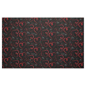 Tissu Coeurs de Doodle Rouge et Blanc Love Script On Bla (Fat Quarter)