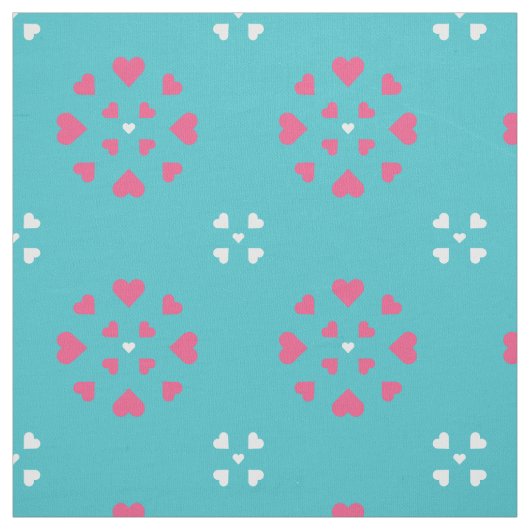 Tissu Coeurs de neige bleu rose blanc (Échantillon)