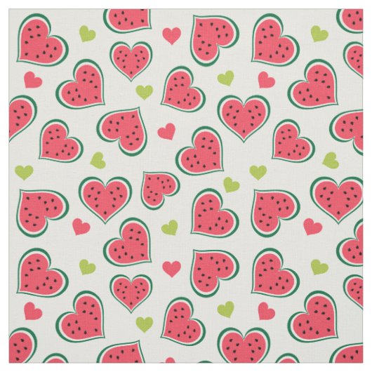 Tissu Coeurs de pastèque rose mignonne Motif fille (Échantillon)