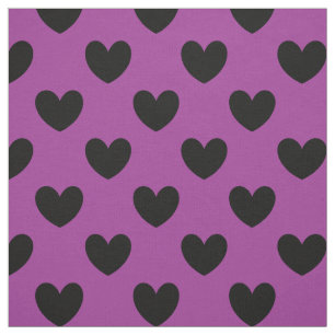 Tissu Coeurs de polka noir sur violet