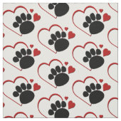 Tissu Coeurs Empreintes de pattes (Échantillon)