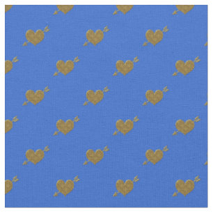 Tissu Coeurs en Or Embossés Fabric-Blue Style 1