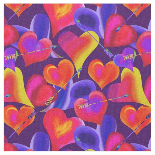 Tissu Coeurs et coeurs peints | Saint Valentin (Fermer)