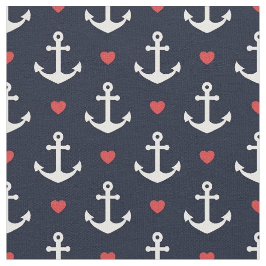 Tissu Coeurs et motif d'Ancres (Fermer)