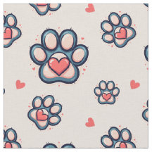 Cœurs Mignons & Empreintes de Pattes Coton