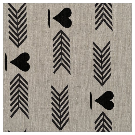 Tissu Coeurs modernes de flèches noires (Échantillon)