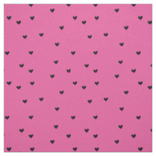 Tissu Coeurs noirs roses