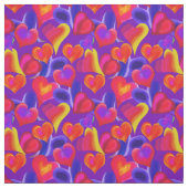 Tissu Coeurs peints sur pourpre | Saint-Valentin (Échantillon)