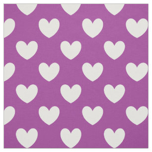 Tissu Coeurs polka blanc sur Cactus violet Fleur violet