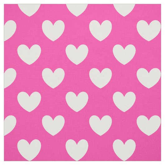 Tissu Coeurs polka blanc sur rose fuchsia (Échantillon)