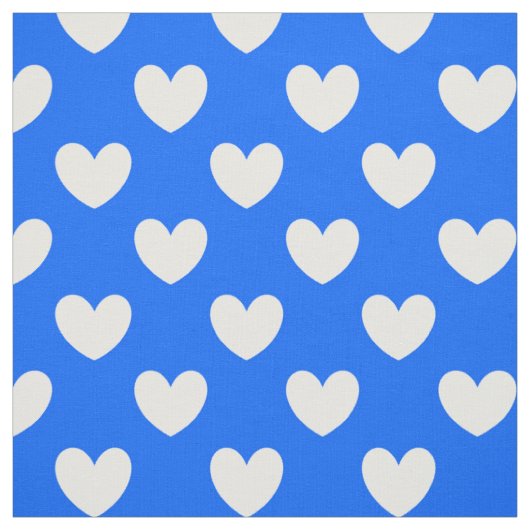 Tissu Coeurs polka blancs sur bleu (Échantillon)