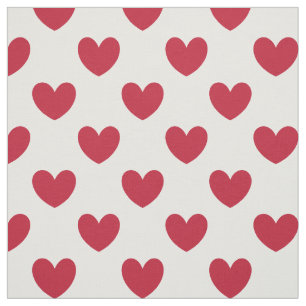 Tissu Coeurs polka rouge sur blanc
