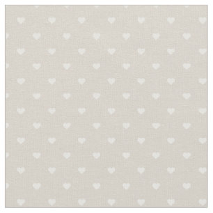 Tissu Coeurs Pots Polka Beige Lin
