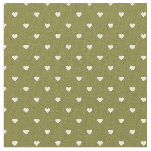 Tissu Coeurs Pots Polka Vert Olive (Fermer)