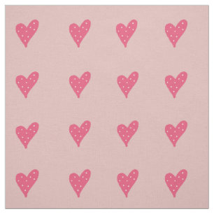 Tissu Coeurs roses avec points blancs Dessin Motif