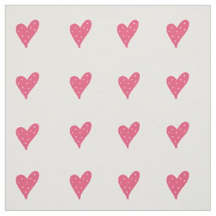 Tissu Coeurs roses Chiffres blancs Dessin Motif