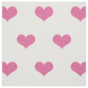 Tissu Coeurs roses sur le motif blanc