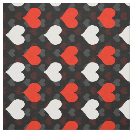 Tissu Cœurs rouges blancs noirs (Échantillon)