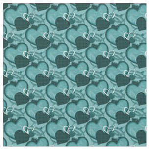 Tissu Coeurs Whimsy Fabric-2 Tone Turquoise