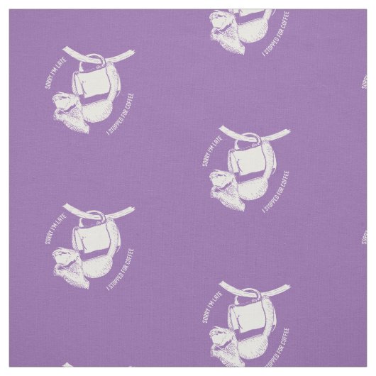 Tissu Coffee Sloth (blanc) (Échantillon)