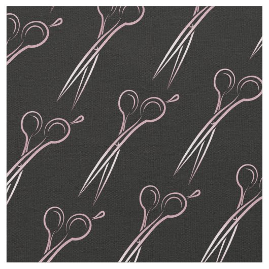 Tissu coiffeur coiffeur cheveux ciseaux or motif (Fermer)