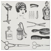 Tissu Coiffeur rétro coiffeur coiffeur barbier vintage (Échantillon)