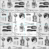 Tissu Coiffeur rétro coiffeur coiffeur barbier vintage (Carreau)