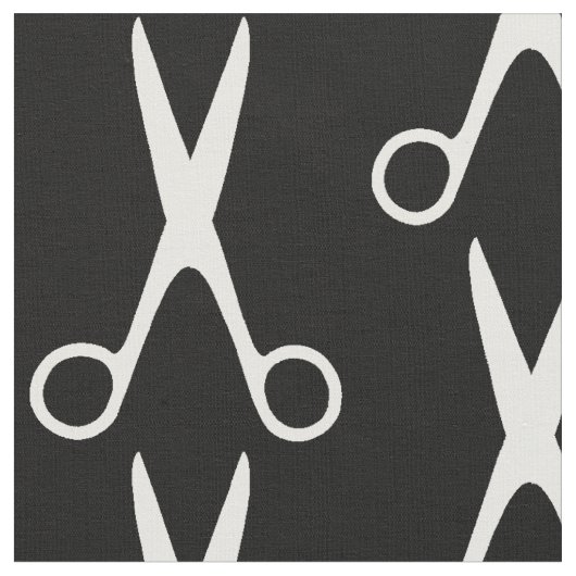 Tissu Coiffeur salon ciseaux blancs noir motif (Fermer)