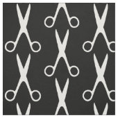 Tissu Coiffeur salon ciseaux blancs noir motif (Échantillon)