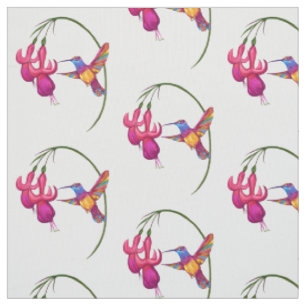 Tissu Colibri avec la fleur fuchsia