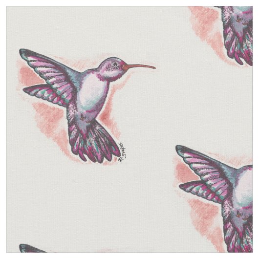 Tissu Colibri d'aquarelle (Fermer)