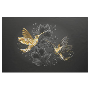 Tissu Colibri noir et or