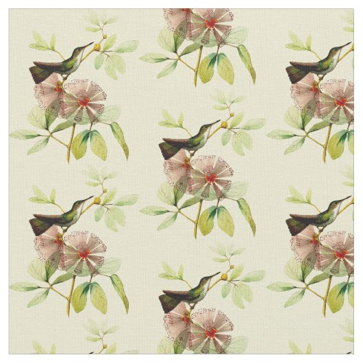 Tissu Colibri vintage avec fleurs (Fermer)