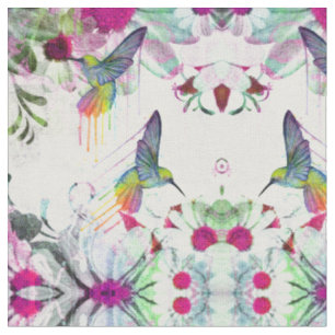 Tissu Colibris et fleurs