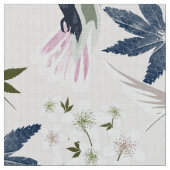 Tissu Colibris et fleurs blanches. (Fermer)