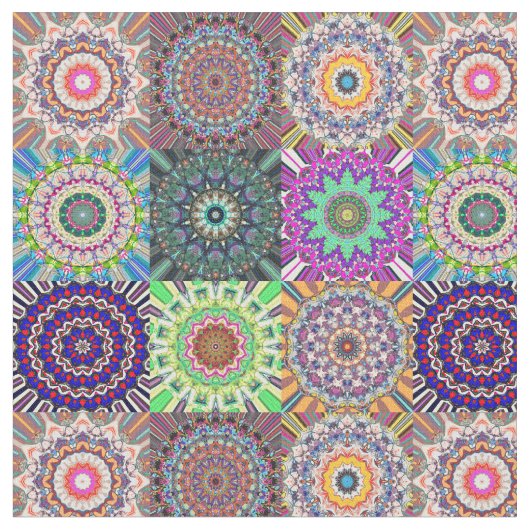 Tissu Collage Abstrait de Mandala (Fermer)