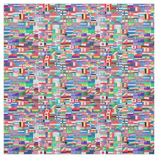 Tissu Collage de drapeau du monde (Échantillon)