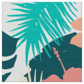 Tissu Collage de feuilles tropicaux colorés (Fermer)