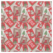 Tissu Collage de timbres de Noël rétro (Échantillon)