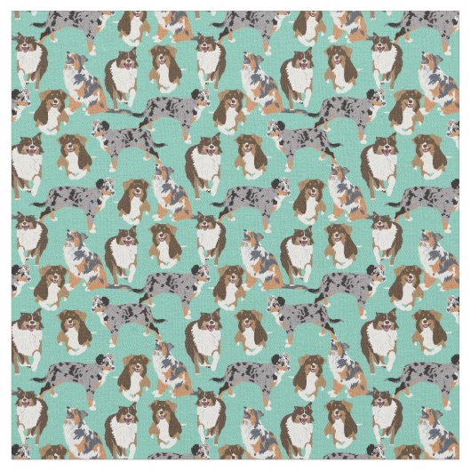 Tissu Collage des chiens bergers australiens australiens (Fermer)