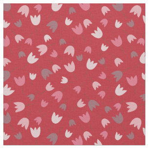 Tissu Collection motif rouge avec tulipe rose