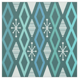 Tissu Colonnes Diamond de l'âge atomique Turquoise