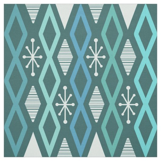Tissu Colonnes Diamond de l'âge atomique Turquoise (Échantillon)