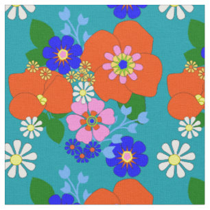 Tissu Coloré Vintage à motifs floraux