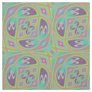 Tissu Coloré violet vert rose kaléidoscope Imprimer