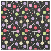 Tissu Colorée bonbons Lollipops Motif sur noir (Échantillon)