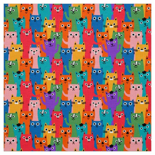 Tissu Colorful cats (Échantillon)