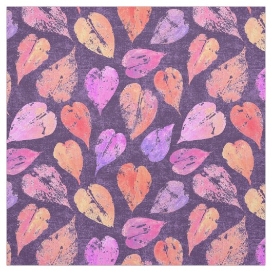 Tissu Colorful Fall Leaves On Purple Pattern (Échantillon)